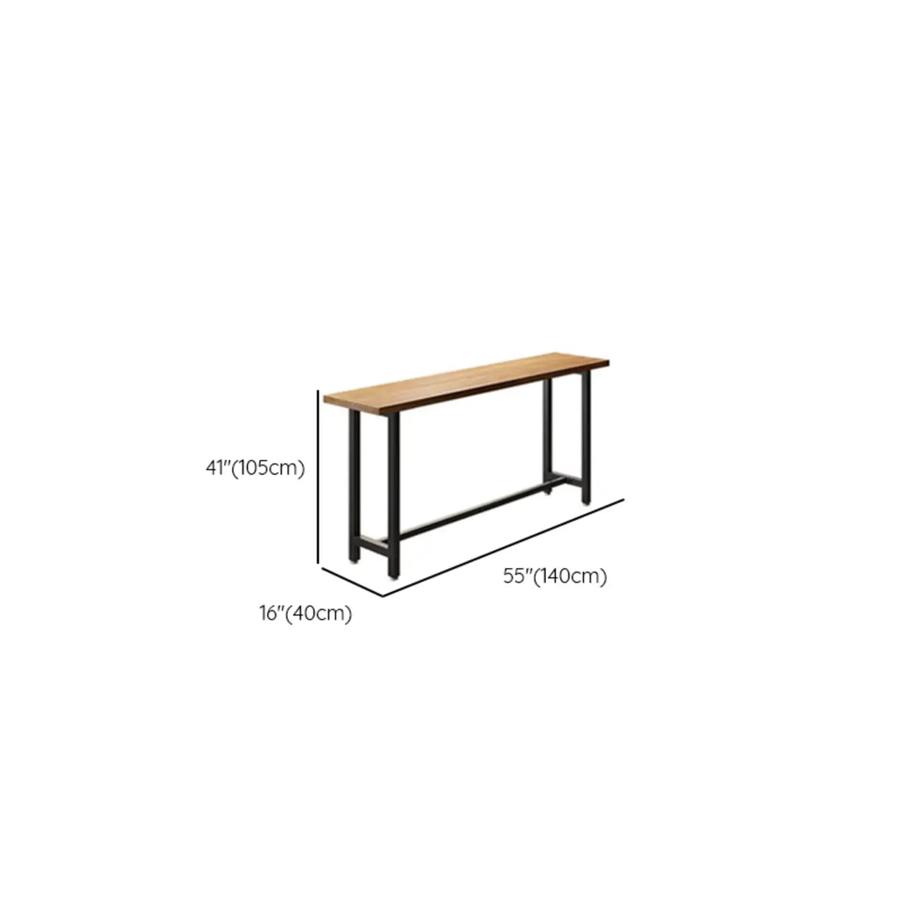 Natural Finish Rectangular Wood Metal Long Trestle Bar Table