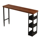 Rectangular Brown Wooden Metal Storage Bar Table