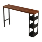 Rectangular Brown Wooden Metal Storage Bar Table