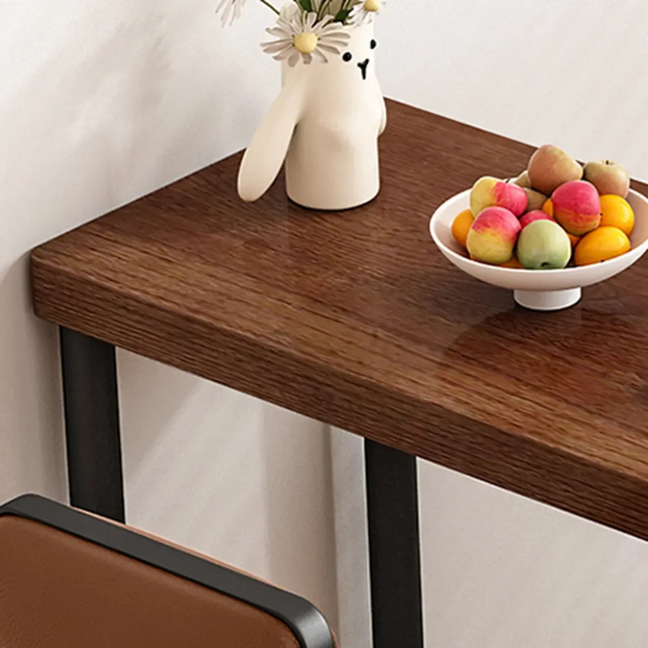 Rectangular Brown Wooden Metal Storage Bar Table