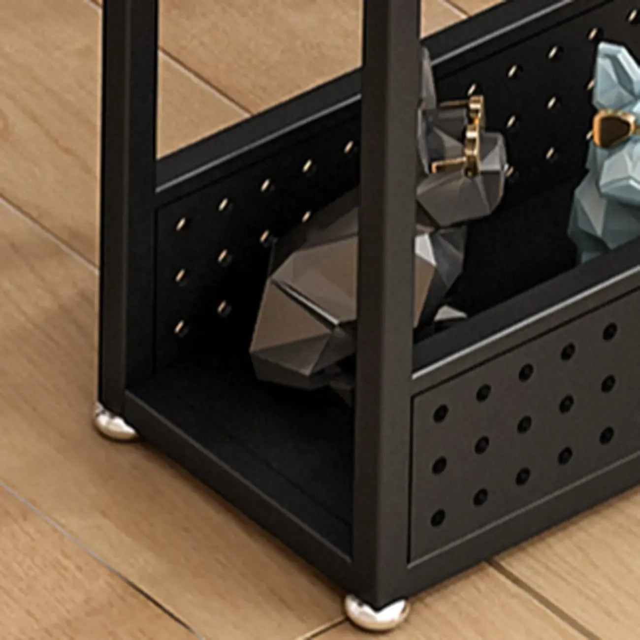 Rectangular Brown Wooden Metal Storage Bar Table