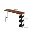 Rectangular Brown Wooden Metal Storage Bar Table