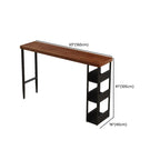 Rectangular Brown Wooden Metal Storage Bar Table