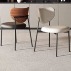 Mid-Century Modern Curved Back Leather Dining Chairs