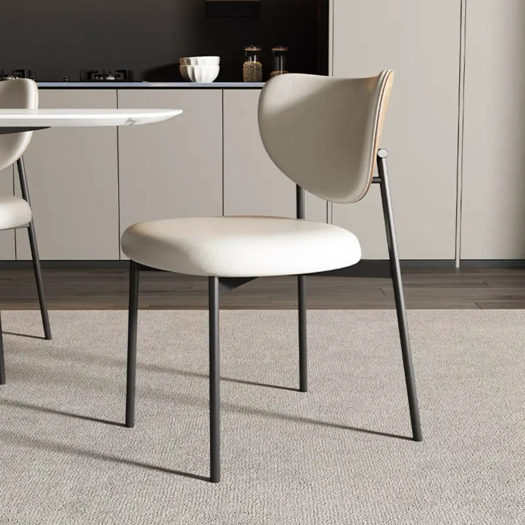 Mid-Century Modern Curved Back Leather Dining Chairs