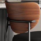 Mid-Century Modern Curved Back Leather Dining Chairs