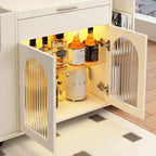 Adjustable White Wood Multi-Functional Side Table with Wheels