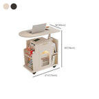 Adjustable White Wood Multi-Functional Side Table with Wheels