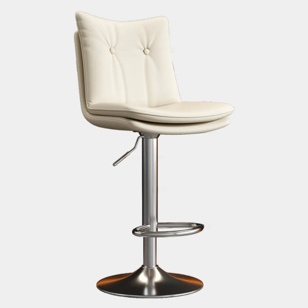 Adjustable Leather Low Back Swivel Bar Stools with Footrest