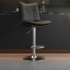 Adjustable Leather Low Back Swivel Bar Stools with Footrest