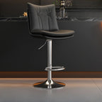 Adjustable Leather Low Back Swivel Bar Stools with Footrest