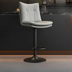 Adjustable Leather Low Back Swivel Bar Stools with Footrest