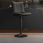 Adjustable Leather Low Back Swivel Bar Stools with Footrest