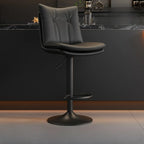 Adjustable Leather Low Back Swivel Bar Stools with Footrest