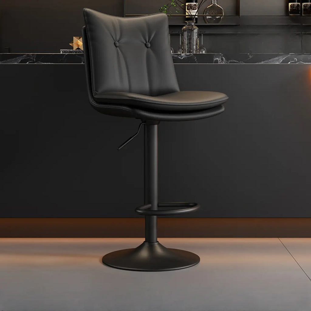 Adjustable Leather Low Back Swivel Bar Stools with Footrest
