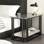 Luxury Rectangular Gold 2-Tier Coffee Table with Stone Top