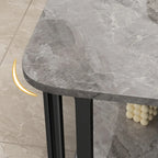 Luxury Rectangular Gold 2-Tier Coffee Table with Stone Top