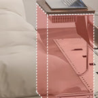 Brown Wood Top C-Shaped Sofa Side Table with Wheels