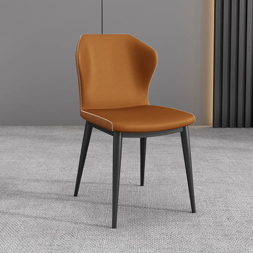 Modern Faux Leather Dining Chair with Wing Back Steel Legs