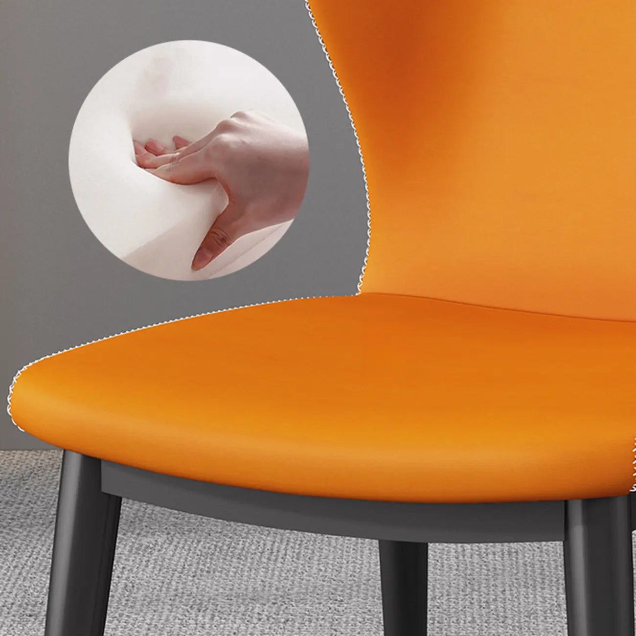 Modern Faux Leather Dining Chair with Wing Back Steel Legs