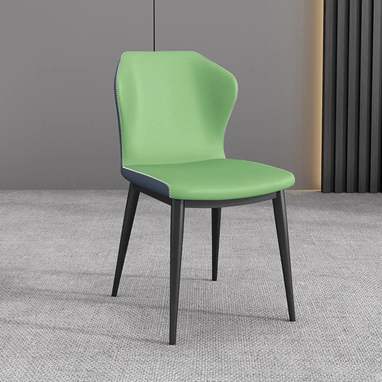 Modern Faux Leather Dining Chair with Wing Back Steel Legs
