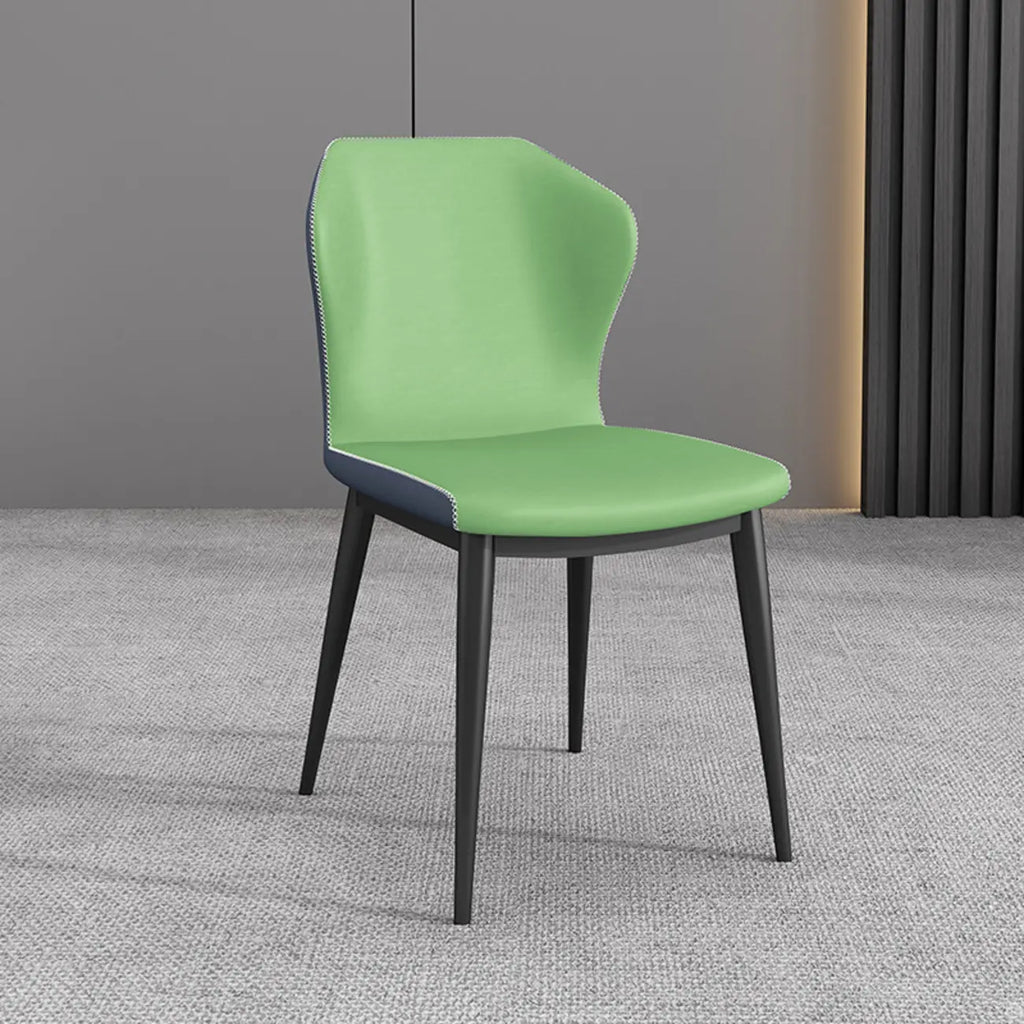 Modern Faux Leather Dining Chair with Wing Back Steel Legs