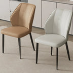 Modern Faux Leather Upholstered Wingback Dining Chair with Metal Legs