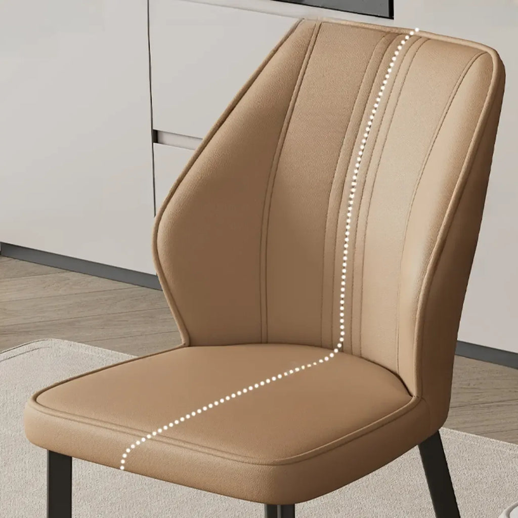 Modern Faux Leather Upholstered Wingback Dining Chair with Metal Legs