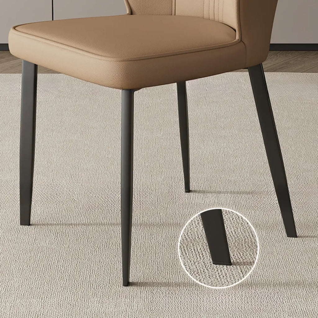 Modern Faux Leather Upholstered Wingback Dining Chair with Metal Legs