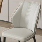 Modern Faux Leather Upholstered Wingback Dining Chair with Metal Legs
