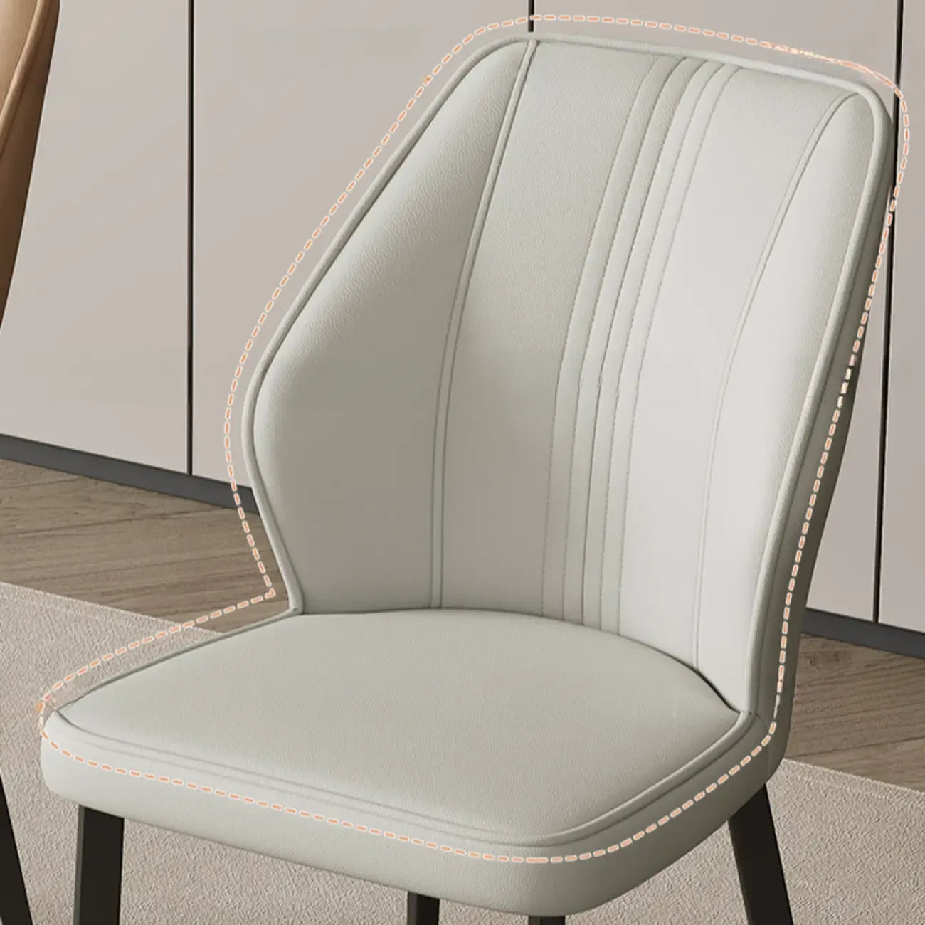 Modern Faux Leather Upholstered Wingback Dining Chair with Metal Legs