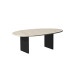 Minimalist Beige Travertine Round Coffee Table in Wood Base