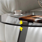 Black Glass Top Metal C-shaped End Table for Living Room