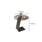 Black Glass Top Metal C-shaped End Table for Living Room