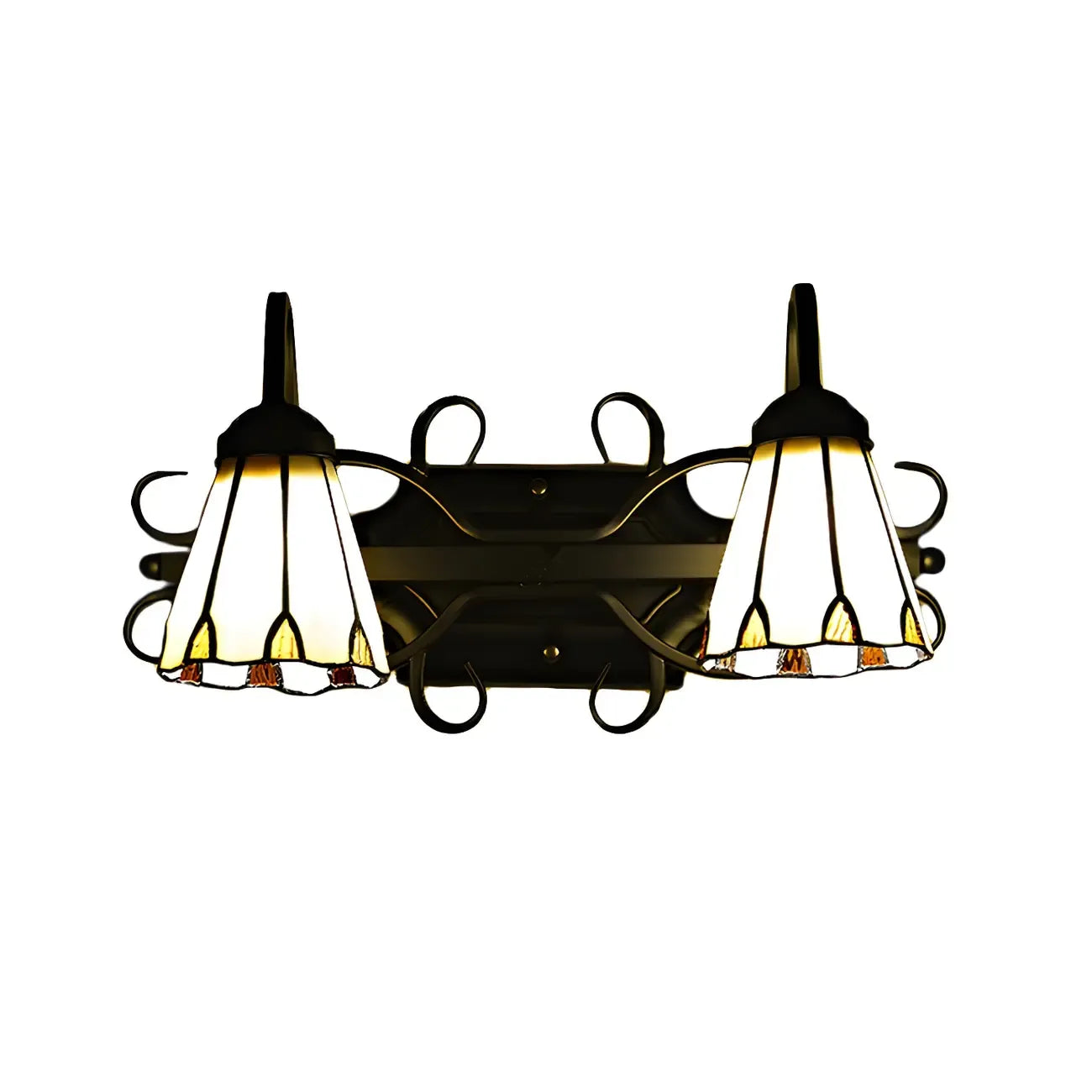 2-Light Vintage Beige Glass Wall Sconce for Entryway Decor