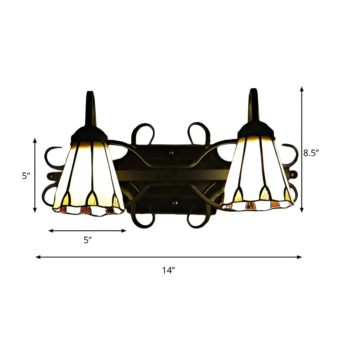 2-Light Vintage Beige Glass Wall Sconce for Entryway Decor