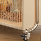 Modern Foldable Top Wheeled Side Table with Hidden Storage