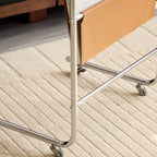 Wheeled Minimalist Wood Top Metal C-shaped Side Table