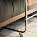 Wheeled Minimalist Wood Top Metal C-shaped Side Table