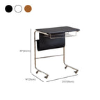 Wheeled Minimalist Wood Top Metal C-shaped Side Table