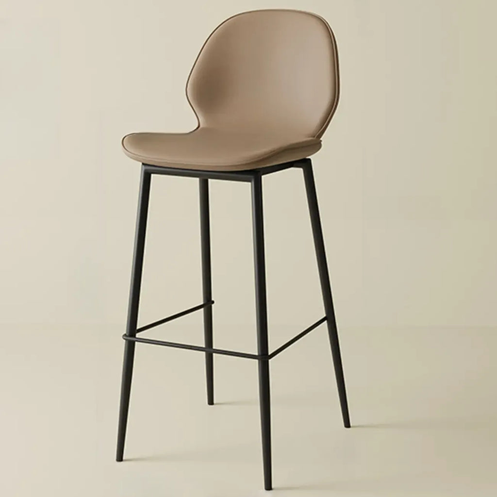 Saddle Orange Low Back Leather Bar Stools