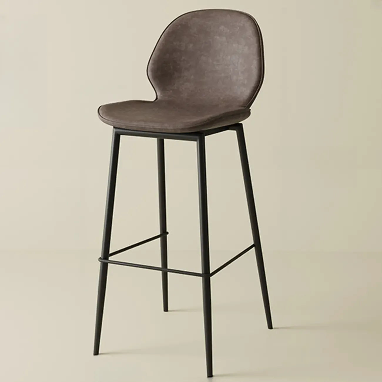 Saddle Orange Low Back Leather Bar Stools