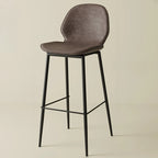 Saddle Orange Low Back Leather Bar Stools