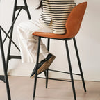 Saddle Orange Low Back Leather Bar Stools