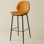 Saddle Orange Low Back Leather Bar Stools