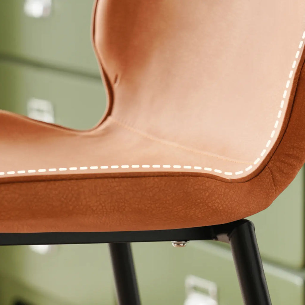Saddle Orange Low Back Leather Bar Stools