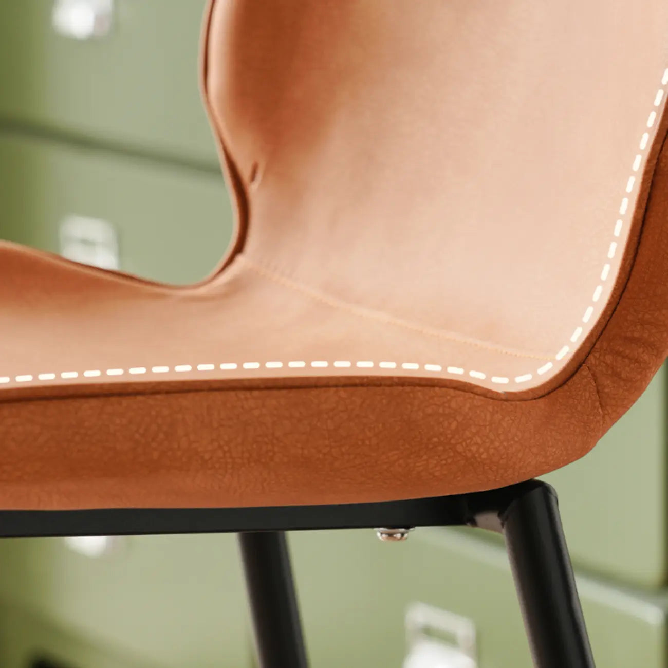 Saddle Orange Low Back Leather Bar Stools