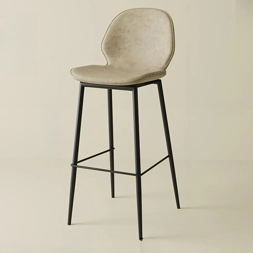 Saddle Orange Low Back Leather Bar Stools