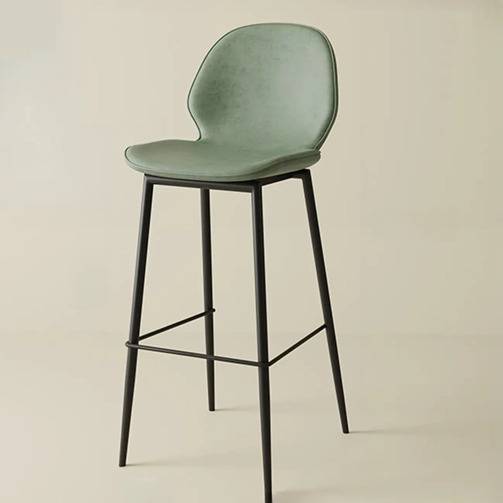 Saddle Orange Low Back Leather Bar Stools