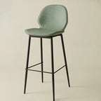 Saddle Orange Low Back Leather Bar Stools